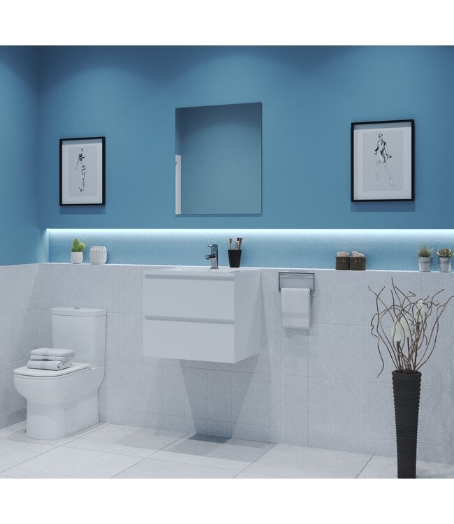 Gliss Project Badkamermeubel 60 cm Glans Wit met wastafel Glans Wit