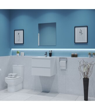 GLISS DESIGN Gliss Project Badkamermeubel 60 cm Glans Wit met wastafel Mat Wit