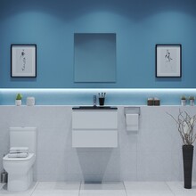 Gliss Project Badkamermeubel 60 cm Glans Wit met wastafel Mat Zwart