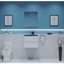 Gliss Project Badkamermeubel 60 cm Glans Wit met wastafel Mat Zwart