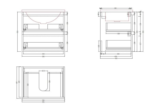 Gliss Project Badkamermeubel 60 cm Mat Zwart met wastafel Mat Zwart
