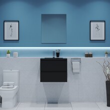 Gliss Project Badkamermeubel 60 cm Mat Zwart met wastafel Mat Zwart