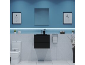 Gliss Project Badkamermeubel 60 cm Mat Zwart met wastafel Mat Zwart