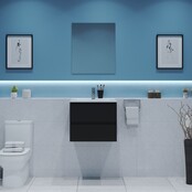 Gliss Project Badkamermeubel 60 cm Mat Zwart met wastafel Mat Zwart