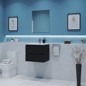 Gliss Project Badkamermeubel 60 cm Mat Zwart met wastafel Mat Wit