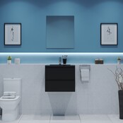 Gliss Project Badkamermeubel 60 cm Mat Zwart met wastafel Mat Wit