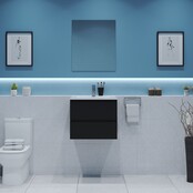 Gliss Project Badkamermeubel 60 cm Mat Zwart met wastafel Glans Wit