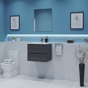 Gliss Project Badkamermeubel 60 cm Frey Oak met wastafel Glans Wit