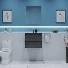 Gliss Project Badkamermeubel 60 cm Frey Oak met wastafel Mat Zwart