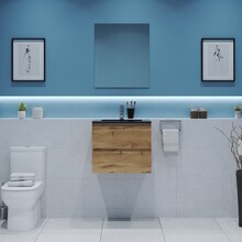 Gliss Project Badkamermeubel 60 cm Dakota Oak met wastafel Mat Zwart