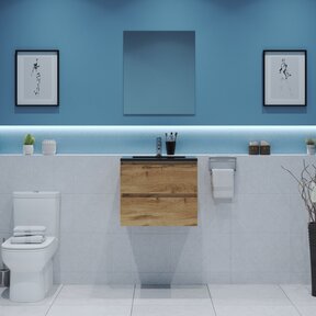 Gliss Project Badkamermeubel 60 cm Dakota Oak met wastafel Mat Zwart