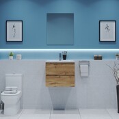 Gliss Project Badkamermeubel 60 cm Dakota Oak met wastafel Glans Wit