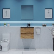 Gliss Project Badkamermeubel 60 cm Dakota Oak met wastafel Glans Wit