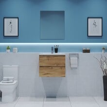 Gliss Project Badkamermeubel 60 cm Dakota Oak met wastafel Glans Wit