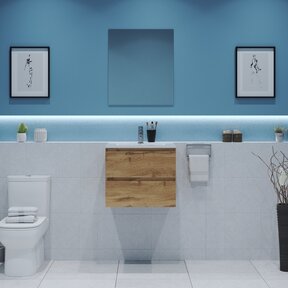 Gliss Project Badkamermeubel 60 cm Dakota Oak met wastafel Glans Wit