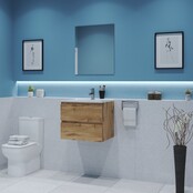 Gliss Project Badkamermeubel 60 cm Dakota Oak met wastafel Glans Wit