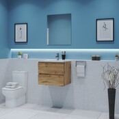 Gliss Project Badkamermeubel 60 cm Dakota Oak met wastafel Glans Wit