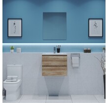 Gliss Project Badkamermeubel 60 cm Canyon Oak met wastafel Glans Wit