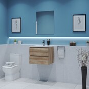 Gliss Project Badkamermeubel 60 cm Canyon Oak met wastafel Mat Zwart