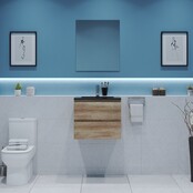 Gliss Project Badkamermeubel 60 cm Canyon Oak met wastafel Mat Zwart