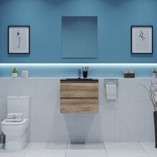 Gliss Project Badkamermeubel 60 cm Canyon Oak met wastafel Mat Zwart