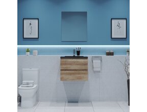 Gliss Project Badkamermeubel 60 cm Canyon Oak met wastafel Mat Zwart