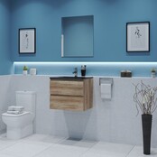 Gliss Project Badkamermeubel 60 cm Canyon Oak met wastafel Mat Zwart