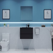 Gliss Project Badkamermeubel 60 cm Glans Antraciet met wastafel Mat Zwart