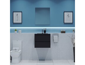 Gliss Project Badkamermeubel 60 cm Glans Antraciet met wastafel Mat Zwart