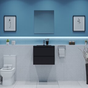 Gliss Project Badkamermeubel 60 cm Glans Antraciet met wastafel Mat Zwart