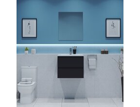 Gliss Project Badkamermeubel 60 cm Glans Antraciet met wastafel Mat Wit