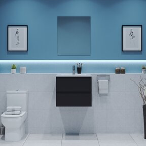 Gliss Project Badkamermeubel 60 cm Glans Antraciet met wastafel Mat Wit