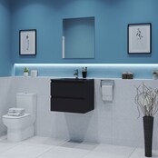 Gliss Project Badkamermeubel 60 cm Glans Antraciet met wastafel Glans Wit