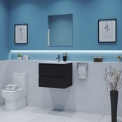 Gliss Project Badkamermeubel 60 cm Glans Antraciet met wastafel Glans Wit