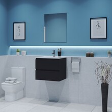 Gliss Project Badkamermeubel 60 cm Glans Antraciet met wastafel Glans Wit