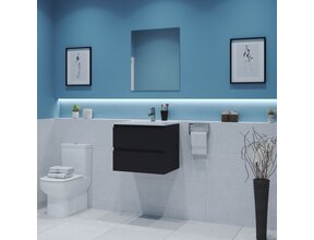 Gliss Project Badkamermeubel 60 cm Glans Antraciet met wastafel Glans Wit