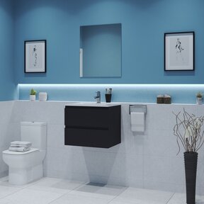 Gliss Project Badkamermeubel 60 cm Glans Antraciet met wastafel Glans Wit