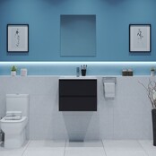 Gliss Project Badkamermeubel 60 cm Glans Antraciet met wastafel Glans Wit