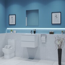 Gliss Project Badkamermeubel 60 cm Mat Wit met wastafel Glans Wit