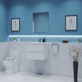 Gliss Project Badkamermeubel 60 cm Mat Wit met wastafel Glans Wit