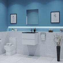 Gliss Project Badkamermeubel 60 cm Mat Wit met wastafel Mat Zwart