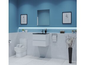 Gliss Project Badkamermeubel 60 cm Mat Wit met wastafel Mat Zwart