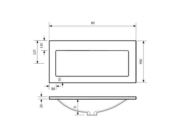 Gliss Project Badkamermeubel 80 cm Mat Wit met wastafel Mat Zwart Gliss Project Badkamermeubel 80 cm Mat Wit met wastafel Mat Zwart