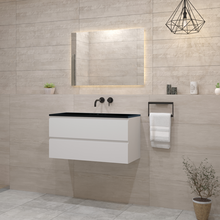 Gliss Project Badkamermeubel 80 cm Mat Wit met wastafel Mat Zwart