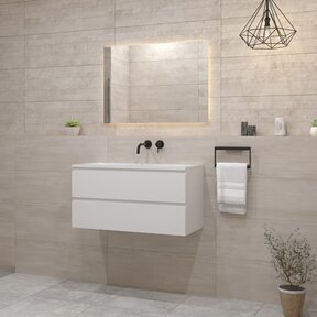 Gliss Project Badkamermeubel 80 cm Mat Wit met wastafel Mat Wit