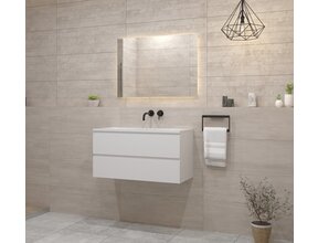 Gliss Project Badkamermeubel 80 cm Glans Wit met wastafel Glans Wit