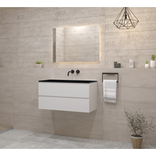 Gliss Project Badkamermeubel 80 cm Glans Wit met wastafel Mat Zwart