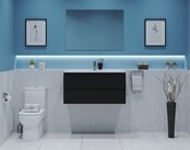 Gliss Project Badkamermeubel 80 cm Mat Zwart met wastafel Mat Wit