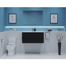 Gliss Project Badkamermeubel 80 cm Mat Zwart met wastafel Mat Wit