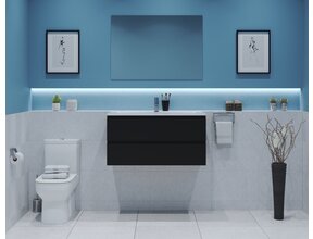 Gliss Project Badkamermeubel 80 cm Mat Zwart met wastafel Glans Wit